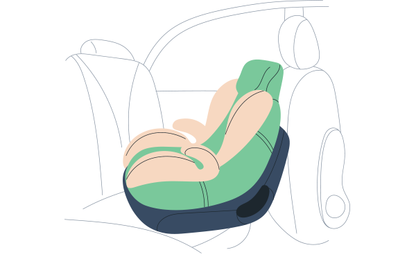 An abstract drawing of a children's car seat.